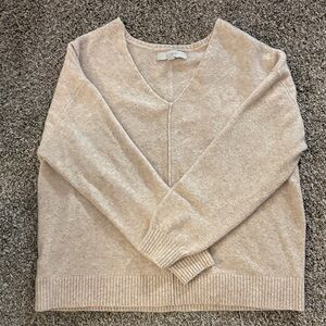 LOFT Wool-blend Women's Beige V-Neck Sweater